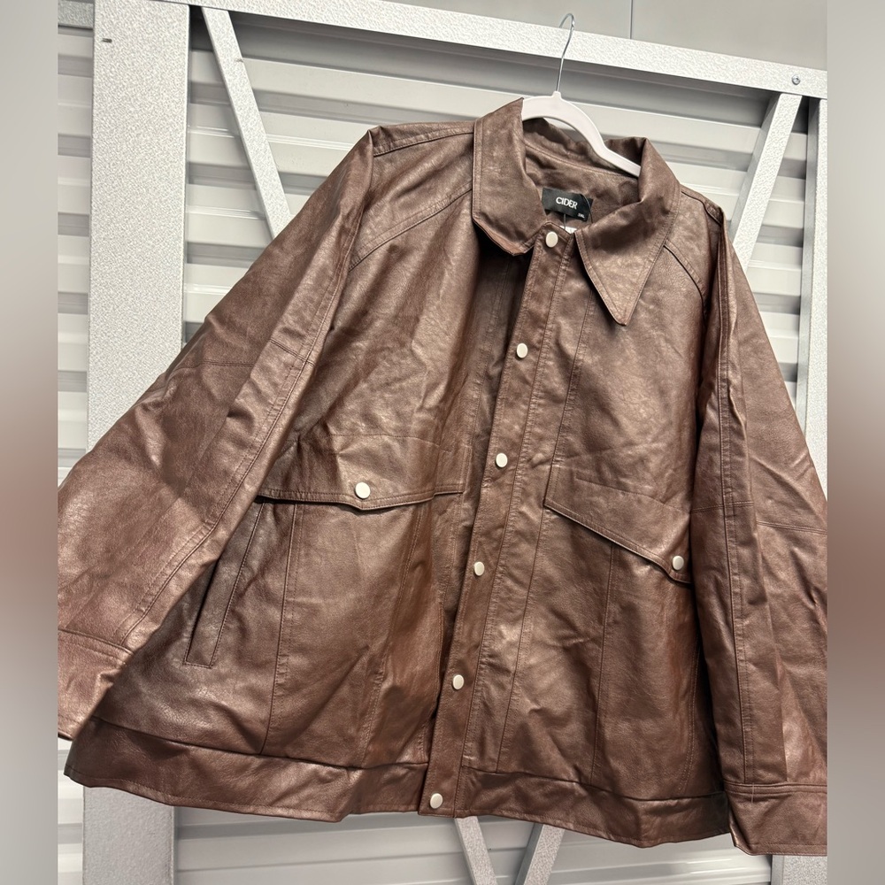 ✨NEW✨CIDER CURVE & PLUS FAUX LEATHER JACKET BROWN 3X